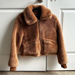 AKIRA Tan Faux Fur Cropped Jacket